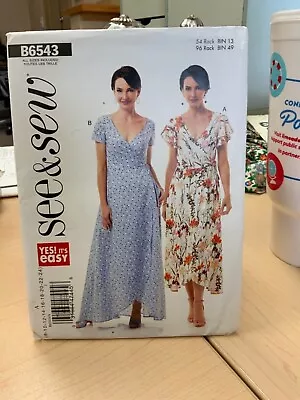 UNCUT See & Sew Pattern B6543 Very Easy Maxi Or Shorter Side Tie DRESS SZ 8-24 • $9.95