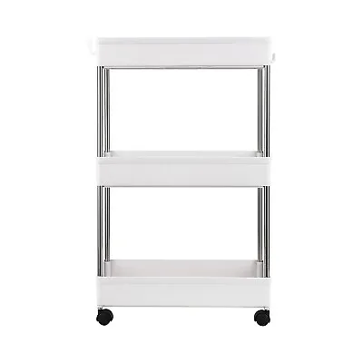 3 Tier Mobile Storage Cart For Kitchen Bathroom Laundry - In White • £20.99