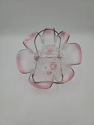 Mikasa Rosella Hostess Frosted Pink Floral Centerpiece Bowl Discontinued 11   • $26