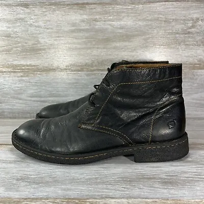 Born Men’s Black Leather Ankle Lace Up Chukka Boots Size 10.5 • $34.99