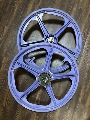 Vintage Old School Mag-Lite Sate-Lite Mfg. BMX Mags Wheels 80’s Freestyle Purple • $222.22