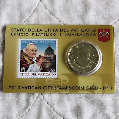 VATICAN CITY 2013 BRILLIANT UNCIRCULATED 50 CENTS - Sealed Coin & Stamp Pack 4 • $19.83