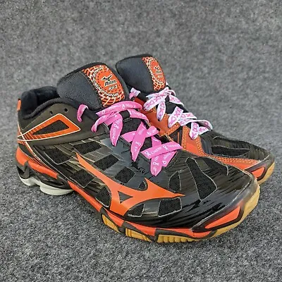 Mizuno Womens 8.5 V1GC140254 Wave Lightning RX 3 Black Orange Volleyball Shoes • $29.95