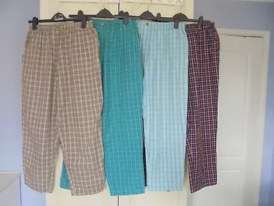 4 Pairs Damart Ladies Checked 100% Cotton Pyjama Bottoms Size 20 • £12