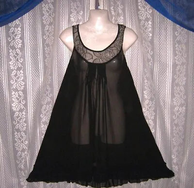 Lg. Semi Sheer Chiffonvintage Babydoll Nightgownlingerieruffle Hemlacenight • $38.99