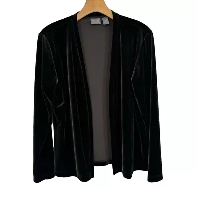 CHICO'S 2 Additions Black Velvet Jacket Shrug Open Front Women's Size Large • $26.99