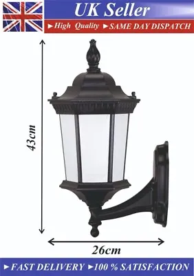 Traditional Outdoor Garden Wall Light Lantern Coach Lighting Vintage Glass Lamp • £16