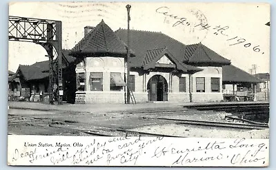 Postcard Union Depot Marion Ohio RR 1906 J121 • $11.97