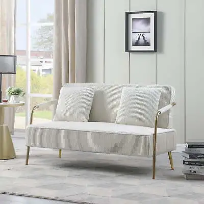 56  Width Modern Upholstered Pleated Velvet Loveseat Comfy 2 Seater Sofa Couch • $139.99