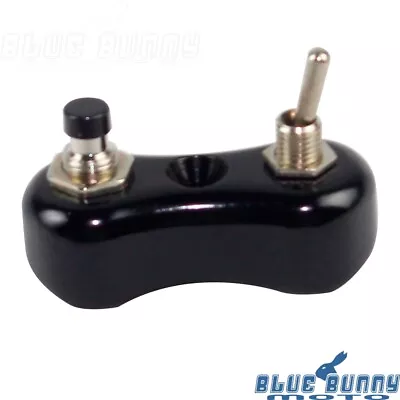 Black Mini Switch Push Button Block For Harley Cruiser Bobber 7/8  & 1 Handlebar • $16.84