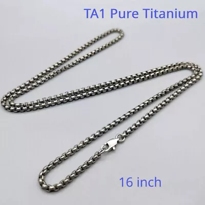 Pure Titanium Box Chain Necklace 3mm Men Unisex NO Allergic Skin Care Health 16  • $23.61