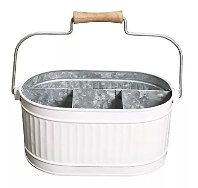 Utensil Caddy Carryall Serveware Galvanized Metal Organizer For Kitchen Counter  • $35.92