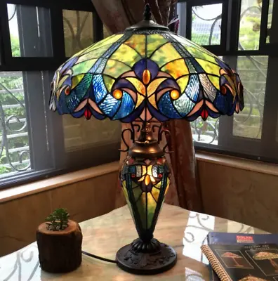 Lamp Tiffany Victorian Style Table Stained Glass Vintage Shade Light Desk Accent • $201