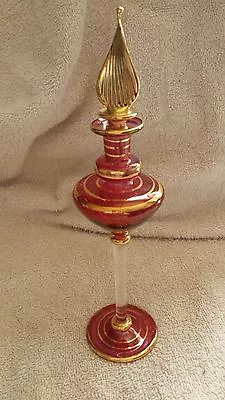 Egyptian Glass Rose Color Perfume Bottle With Stopper • £12.06