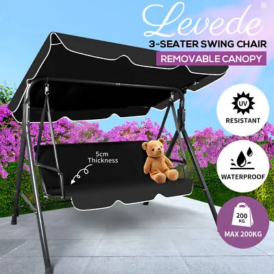 $125.99 • Buy Levede Swing Chair Hammock Outdoor Furniture Garden Canopy Cushion Bench Black