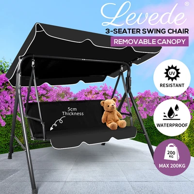 $125.99 • Buy Levede Swing Chair Hammock Outdoor Furniture Garden Canopy Cushion Bench Black