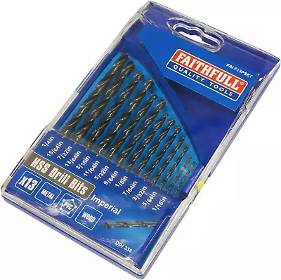 Faithfull FAIF13PSET 13 Piece HSS Imperial Drill Bit Set 1/16 - 13  • £15.28