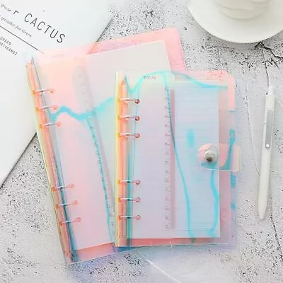 £5.86 • Buy 1Pc Clear Laser A5/A6 PVC Folder Binder Loose Leaf Ring Notebook Planner 6-Ring;