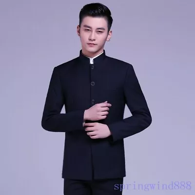 Mens Single Breasted Mao Suit Oriental Chinese Tunic Jackets Blazers Slim Coat  • $58.90