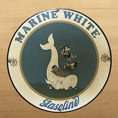 Vintage Marine White Gasoline Porcelain Sign Gas Oil Service Station Pump Plate • $118.97