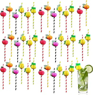 40 Pack Cocktail Straws Summer Party Drink Decorations 3D Fruit Straws Drink • £8.69