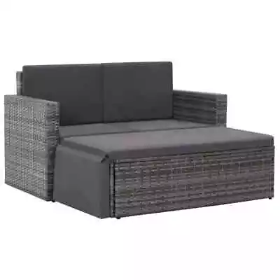 VidaXL 2 Piece Garden Lounge Set With Cushions Poly Rattan Grey • $425.01