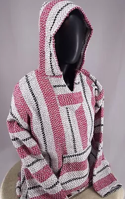 Baja Joe Hoodie Adult Large Earth Ragz Mexican Blanket Pullover Sweater Poncho • $79