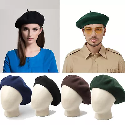 Wool Beret Hat French Artist Beanie Beret Hat Flat Winter Warm Cap For Women Men • $11.69