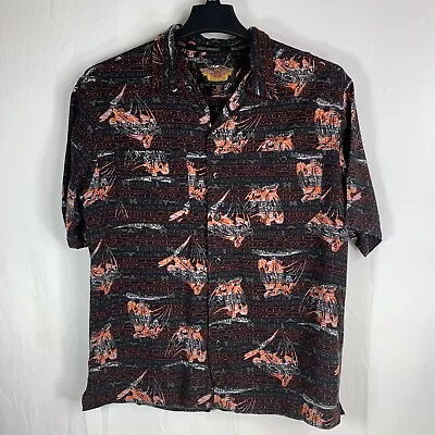 Vintage Harley Davidson Motorcycle Hawaiian Button Up Shirt Size L (READ) • $16.96