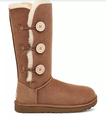 UGG Bailey Suede Button Triplet II T Tall Boots 1873-CHE SIZE US 6 Brand New • $159