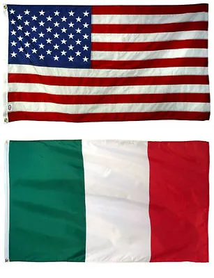 2x3 2'x3' Wholesale Combo USA American & Italy Italian Flag Banner Grommets • $13.33