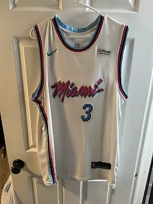 Used Dwyane Wade Miami Heat City Edition Vice White Swingman Jersey 52 XL Men’s • $30