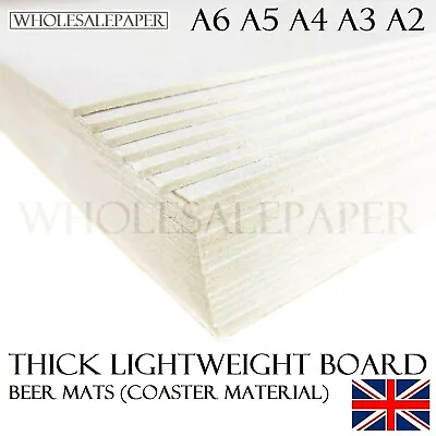 BACKING BOARD GREYBOARD CARDS A6 A5 A4 A3 A2 CRAFT THICK PAPER OFF WHITE 1mm 2mm • £2.46