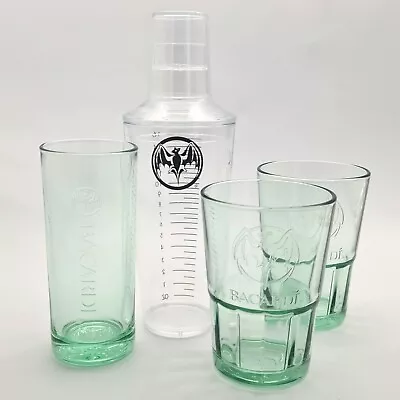 Bacardi Glasses Cocktail Shaker Official Highball Mojito Set Green Collectable • $38.30