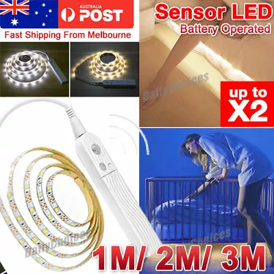 $9.81 • Buy Battery Operated LED Strip Light Wireless PIR Motion Sensor Wardrobe Cabinet AU