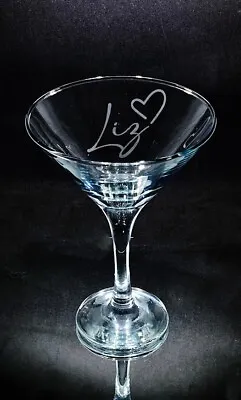 Personalised Hand Etched Martini Glass Birthday Custom Gift Cocktail Christmas • £14