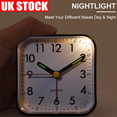 £8.89 • Buy Clock Alarm Bedside Travel Easy Read Luminous Hands Glow Snooze Small Quartz