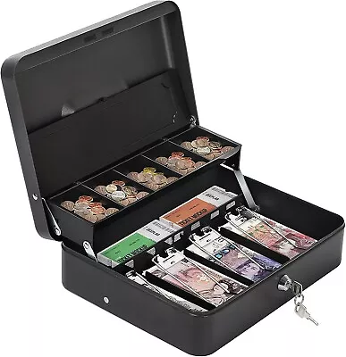 £15.99 • Buy Metal Cash Box With Lock Money Coin Note Money Box Large Cash Box Money Tray
