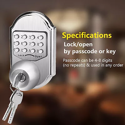 Keyless Entry Door Lock Deadbolt Keypad Mechanical Stainless Steel (Code Or Key) • $59.97