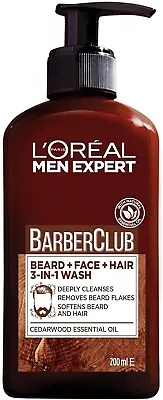 L'Oreal Paris Men Expert Shampoo Barber Club 3 In 1 Beard Hair & Face Wash 200ml • £6.79