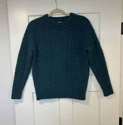 J Crew Men’s Medium Green Rugged Merino Wool Blend Cable Knit Fisherman Sweater • $52.99