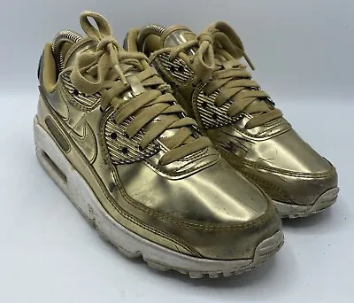 Nike Air Max 90 SP Metallic Metal Liquid Gold Trainers Sneakers Shoes Shiny UK 5 • £22