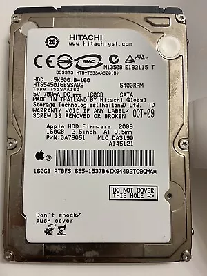 Hitachi HTS545016B9SA02 Apple 655-1537B 0A76051 160GB 2.5  Laptop MacBook HDD  • $29.99