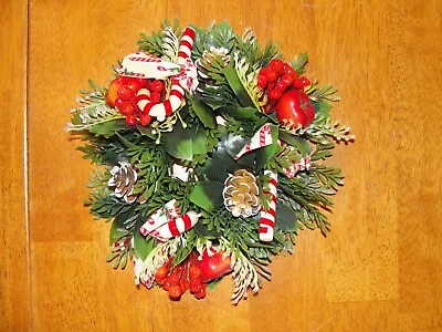 Vintage Artificial Plastic Christmas Floral Candle Ring Arrangement Wreath • $14.50