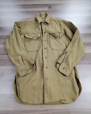 U.S. Army Field Shirt WWII Large Brown Wool 1940's Vintage Military Button Down • $49.95