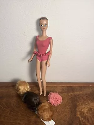 Vtg 1964 #1060 Miss Barbie Doll Open And Close Eyes Original Outfit With 3 Wigs • $250