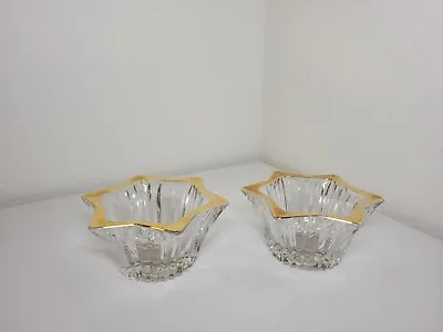 Mikasa Diamond Fire 6 Point Star Votive Candle Holder Clear Ribbed Glass Set 2 • $18