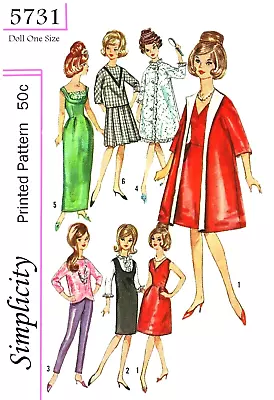 Vintage 1964 Barbie Clothes Pattern Reproduction Simplicity 5731 • $7.95