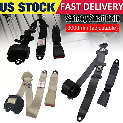 Retractable Adjustable 3 Point Safety Seat Belt Straps Kit Universal Car Vehicle • $41.99