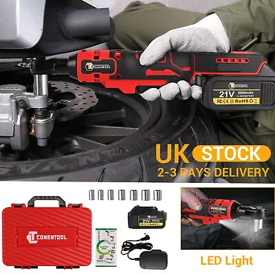 100NM Electric Cordless Right Ratchet 3/8  Angle Wrench Power+Battery+Socket Kit • £45.99